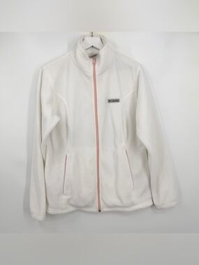 Columbia Benton Springs Fleece Full Zip Jacket Pockets Drawstring Waist White L